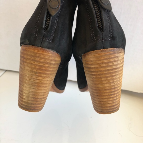 Rag & Bone Newbury black suede wood booties boots shoes - Picture 8 of 15